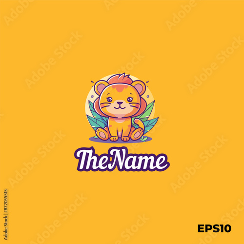 Happy lion logo, vector, mascot, character, cartoon, illustration, eps10