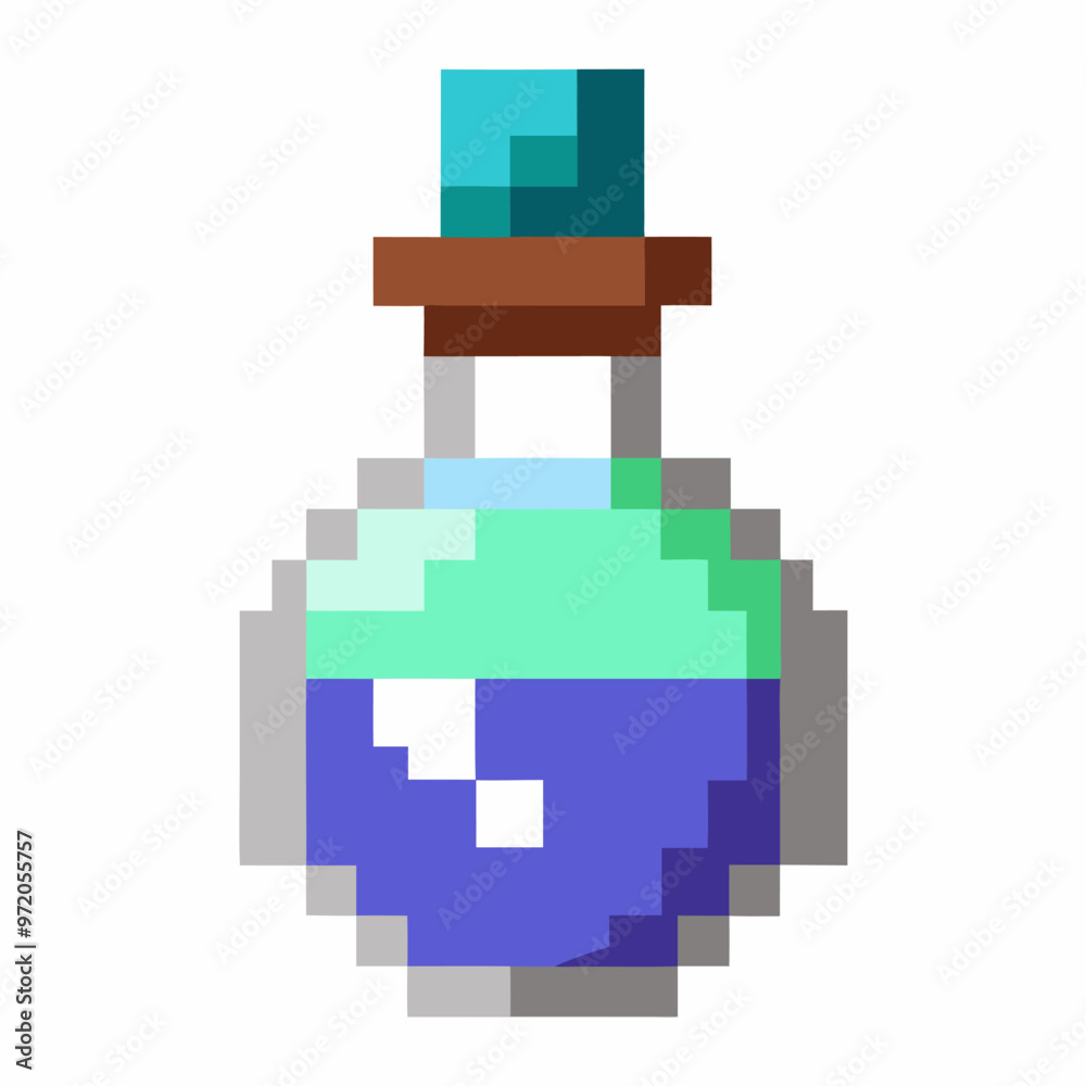 Pixel Art Potion Bottle Retro 8 bit Gaming Icon for Fantasy and Adventure Themes Pixel Art Potion Bottle Retro 8 bit Gaming Icon for Fantasy and Adventure Themes