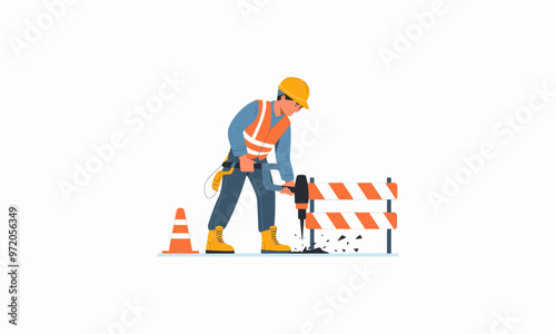 construction workers in safety gear working together.