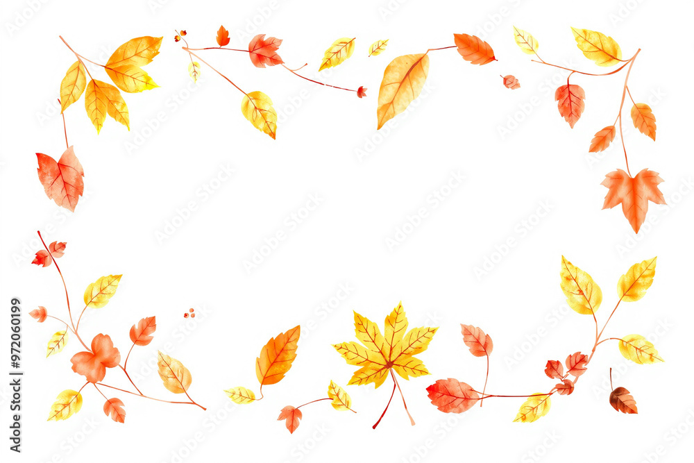 Watercolor Autumn Leaves Frame.generative AI Watercolor Autumn Leaves Frame.generative AI
