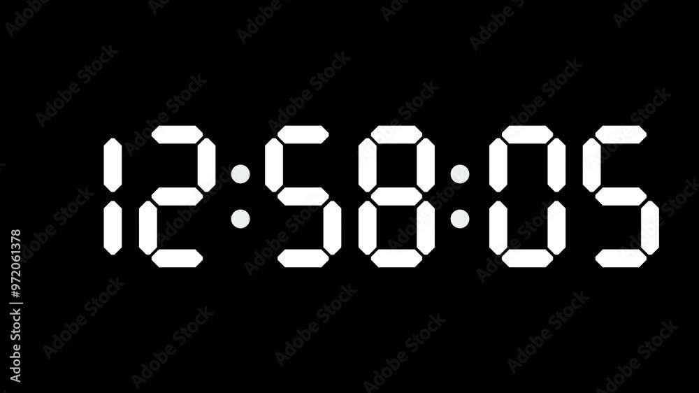 12:58 - 60 Second Full-Screen Countdown Timer with 7-Segment Display | 12:58 PM (Twelve O'Clock Fifty-Eight Minutes) | Twelve O'Clock, Fifty-Eight Minutes 12:58 - 60 Second Full-Screen Countdown Timer with 7-Segment Display | 12:58 PM (Twelve O'Clock Fifty-Eight Minutes) | Twelve O'Clock, Fifty-Eight Minutes
