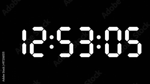 12:53 - 60 Second Full-Screen Countdown Timer with 7-Segment Display | 12:53 PM (Twelve O'Clock Fifty-Three Minutes) | Twelve O'Clock, Fifty-Three Minutes photo