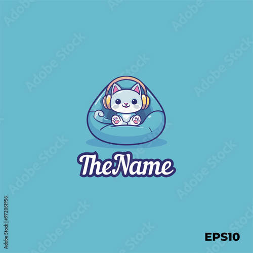 Gamer cat logo, vector, mascot, character, cartoon, illustration, eps10
