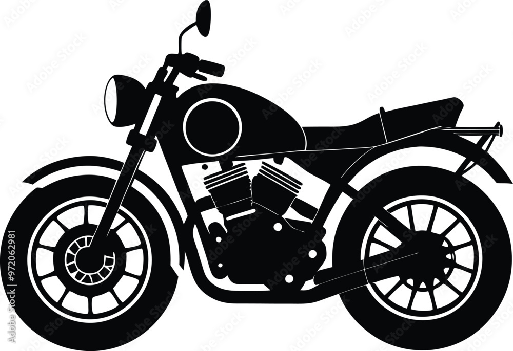 Obraz premium black motorcycle vector illustration silhouette, Print