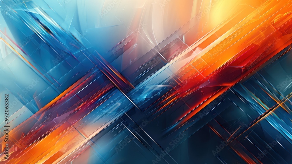 Depict an abstract background with intersecting blue and orange lines. Generative AI. Depict an abstract background with intersecting blue and orange lines. Generative AI.