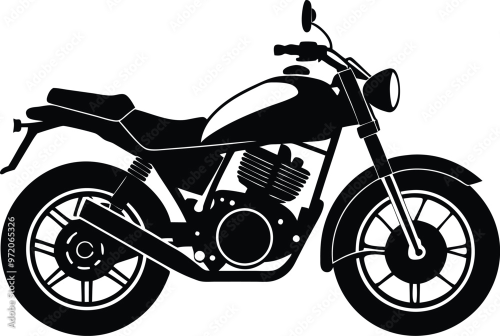 Fototapeta premium black motorcycle vector illustration silhouette, Print