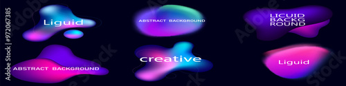 Gradient neon color sphere. Round holographic gradients. Glowing bright liquid gradient shape. Curved line for banner and flyer, social media.