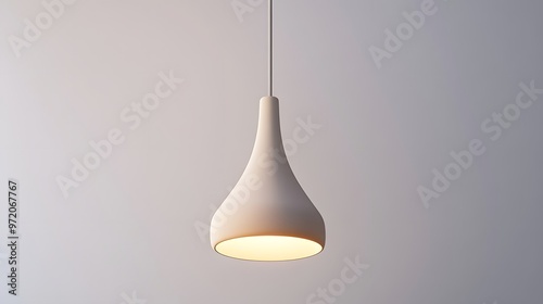 104. A detailed 3D render of a contemporary pendant light with a sleek design, isolated on a pristine white background