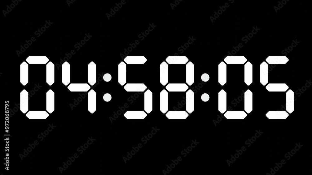 05:58 - 60 Second Full-Screen Countdown Timer with 7-Segment Display | 05:58 AM (Five O'Clock Fifty-Eight Minutes) | Five O'Clock, Fifty-Eight Minutes 05:58 - 60 Second Full-Screen Countdown Timer with 7-Segment Display | 05:58 AM (Five O'Clock Fifty-Eight Minutes) | Five O'Clock, Fifty-Eight Minutes