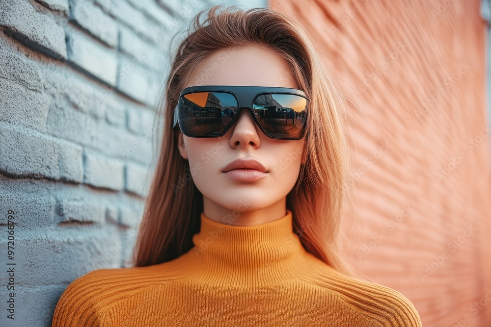 Futuristic Gen Z Style: Young Woman in Augmented Reality Accessories with Minimalist Fashion in 2024 Futuristic Gen Z Style: Young Woman in Augmented Reality Accessories with Minimalist Fashion in 2024