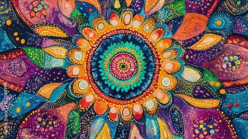 Vibrant mandala artwork showcasing intricate patterns in vivid colors, ideal for decoration and artistic inspiration.