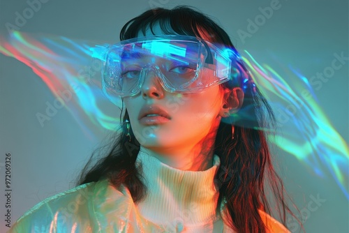 Futuristic Fusion: Gender-Fluid Model in Augmented Reality Streetwear Embracing 2024 Trends