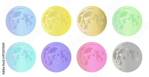 シンプルな月のイラストセット　挿絵　背景イラスト