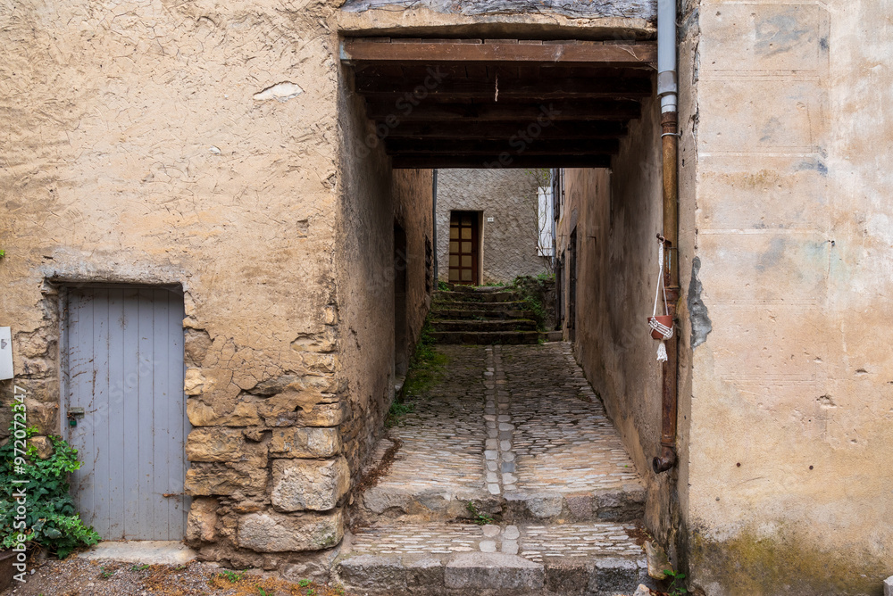 old alleyways on historic villages of Drome region in France old alleyways on historic villages of Drome region in France