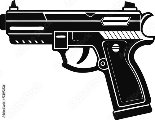 black gun vector illustration silhouette, Print