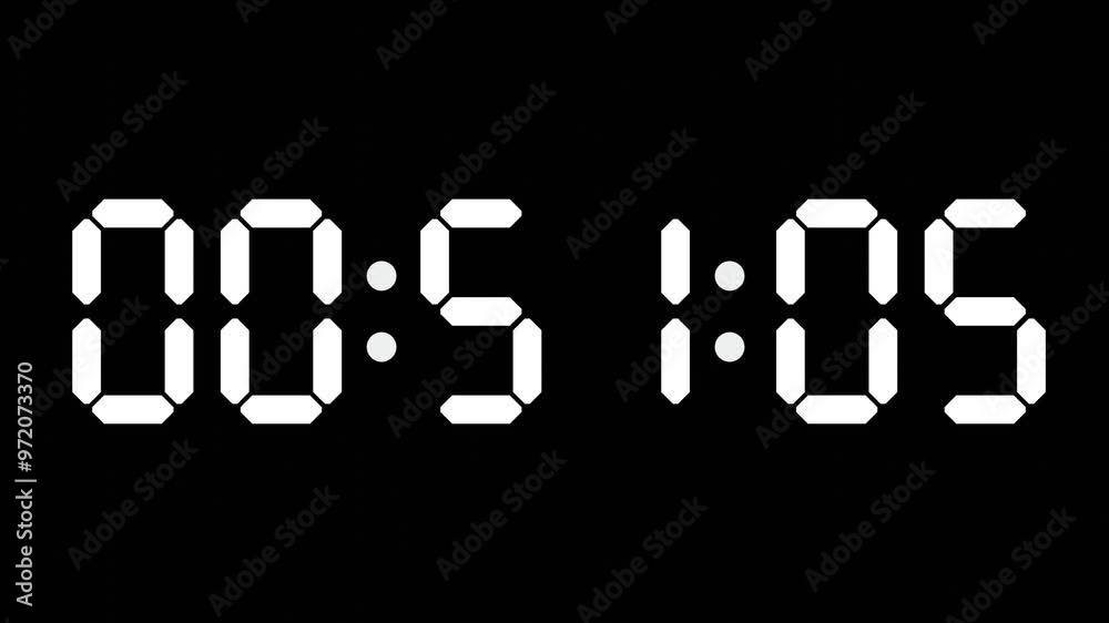 00:51 - 60 Second Full-Screen Countdown Timer with 7-Segment Display | 12:51 AM (Twelve O'Clock Fifty-One Minutes) | Zero O'clock, Fifty-One Minutes