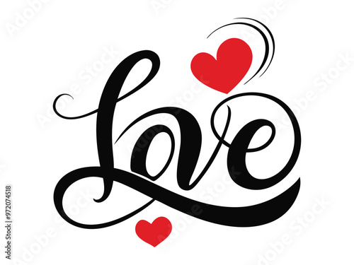 Elegant "Love" calligraphy typography design, perfect for romantic branding, wedding invitations, and decor.