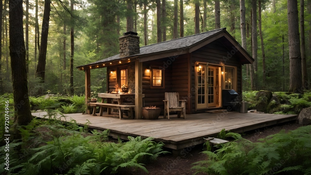AI-Generated Wooden Residence,House with BBQ Area AI-Generated Wooden Residence,House with BBQ Area