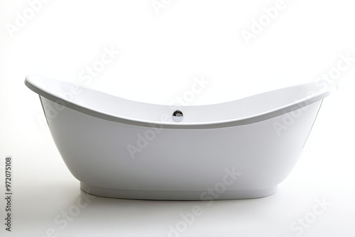 Modern clean ceramic bathtub isolated on white photo