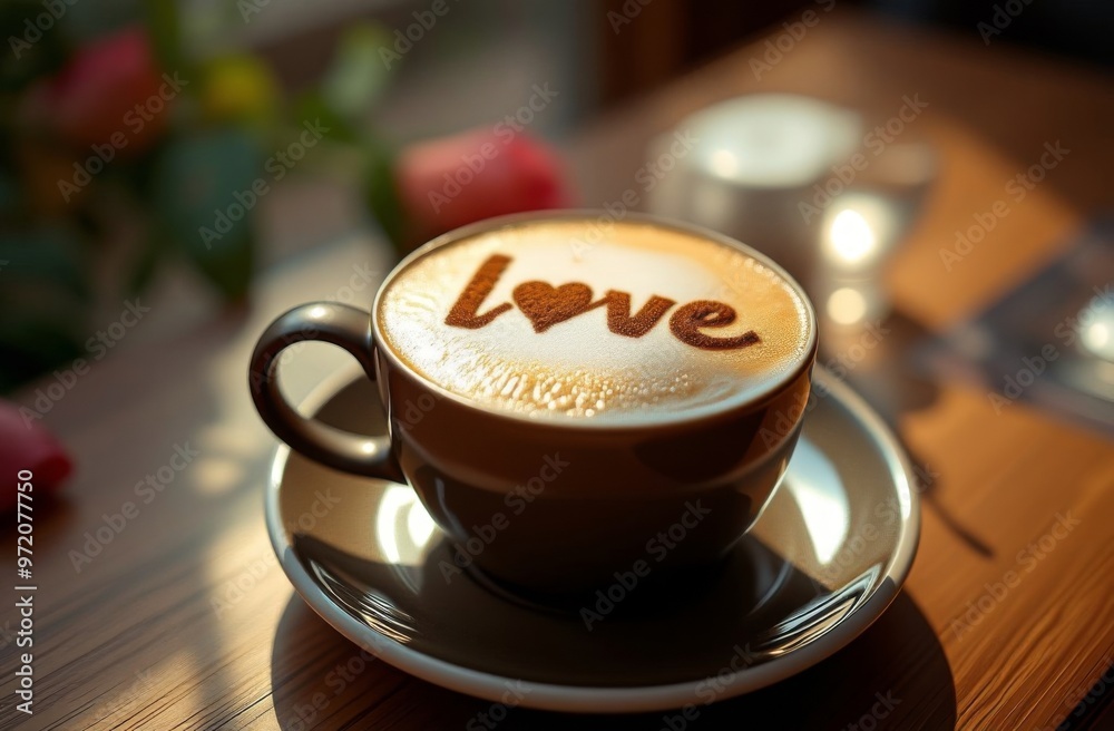 A cup of cappuccino with the inscription A cup of cappuccino with the inscription