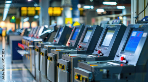 Mail Sorting Machines: Automatic machines in the post office that sort mail by destination using barcode scanning technology for fast and accurate processing.
 photo