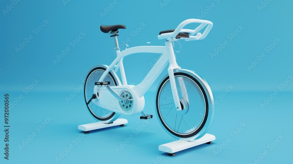 Fototapeta premium Exercise Bike: A stationary cardio bike offering adjustable resistance and digital monitors for tracking time, distance, and calories during workouts.