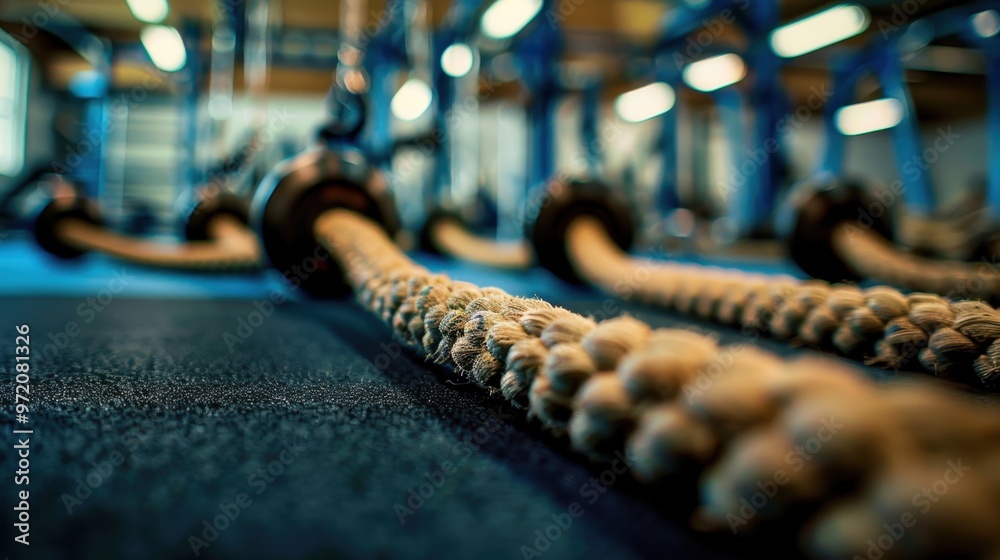 Bars Or Ropes Battle Ropes: Anchored ropes used in high-intensity exercises to build ...