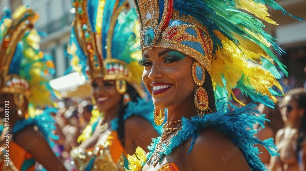 Carnival parade on the street in Rio de Janeiro ,Brazilian Carnival , Generative AI Carnival parade on the street in Rio de Janeiro ,Brazilian Carnival , Generative AI