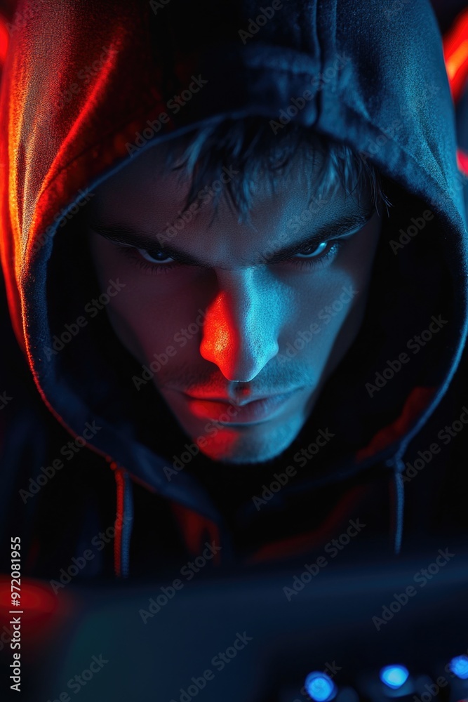 Man in hoodie using laptop Man in hoodie using laptop