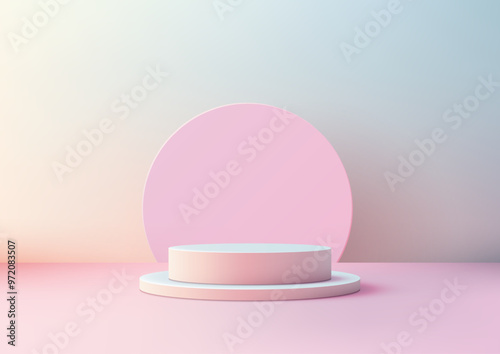 3D Pastel Podium with Pink ...