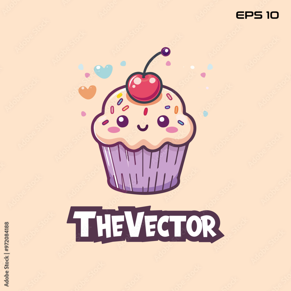 Cute cupcake emoji logo, vector, mascot, character, cartoon, illustration, eps10 Cute cupcake emoji logo, vector, mascot, character, cartoon, illustration, eps10
