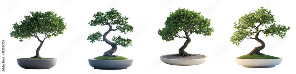 3D of a potted bonsai tree in a minimalist style, with a transparent background. 3D of a potted bonsai tree in a minimalist style, with a transparent background.
