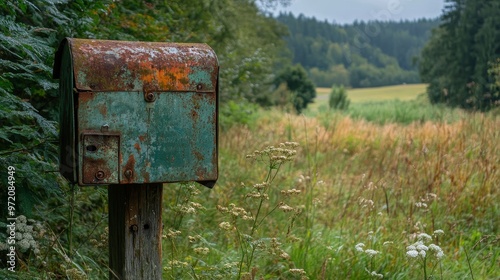 Nostalgic Connection: Weathered Mailbox in Rural Village Linking Isolated Communities with Handwritten Letters