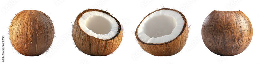 3D of a coconut on a transparent background. 3D of a coconut on a transparent background.