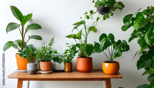 Vibrant Desk Plants Against a Crisp White Background