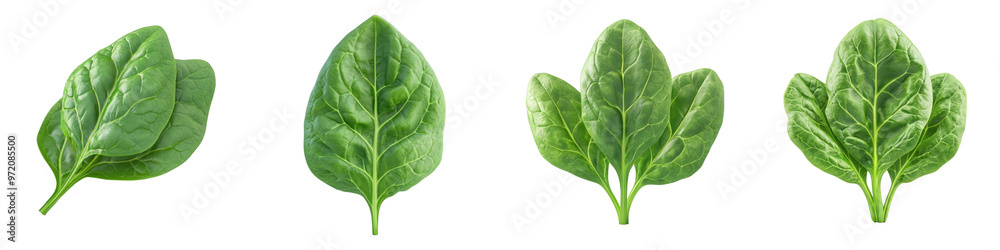 3D of leafy green spinach with transparent background in minimalist style. 3D of leafy green spinach with transparent background in minimalist style.