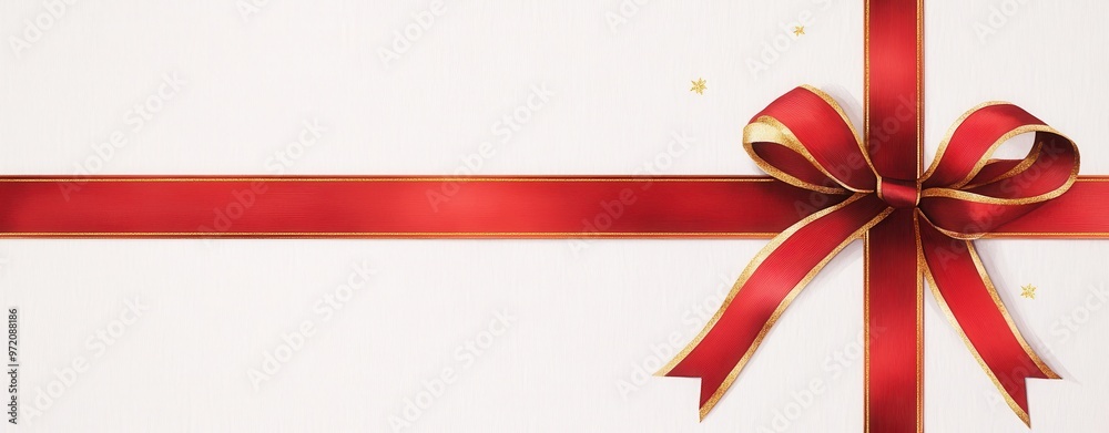 Elegant red ribbon and bow on a minimalist background in watercolor style Elegant red ribbon and bow on a minimalist background in watercolor style