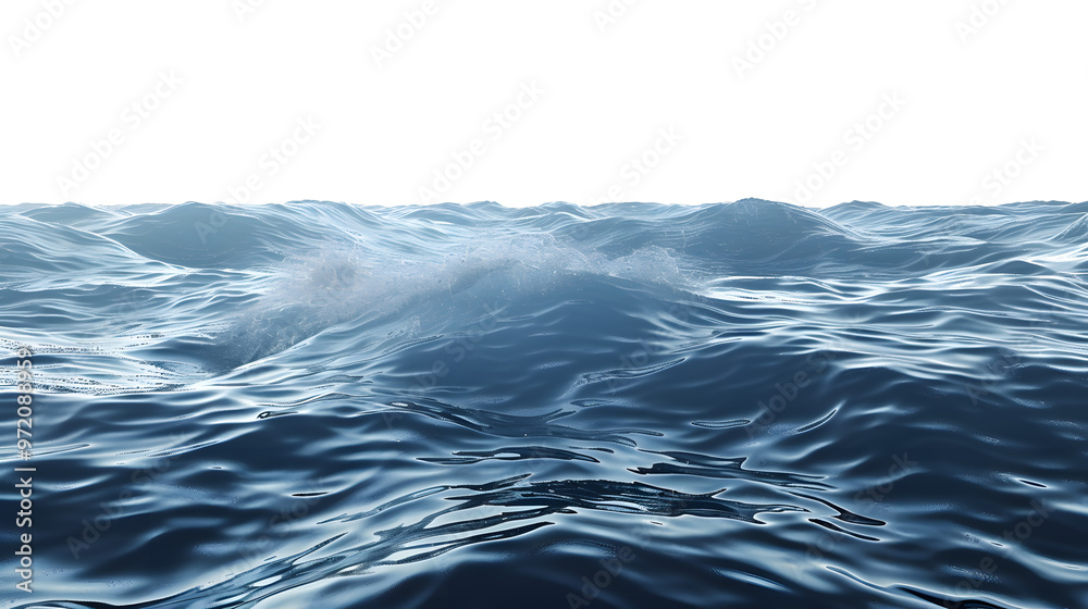 Fototapeta premium Blue sea wave surface and ripples with isolated on transparent background. PNG file, 3D rendering illustration, Clip art and cut out