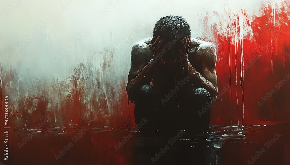 Obraz premium Experience of needing one thing to succeed but encountering failure, feeling knocked down, intense and emotional portrayal of disappointment and struggle