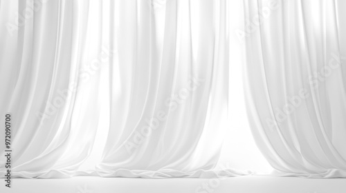 Soft white curtains background for graphic design or wallpaper.