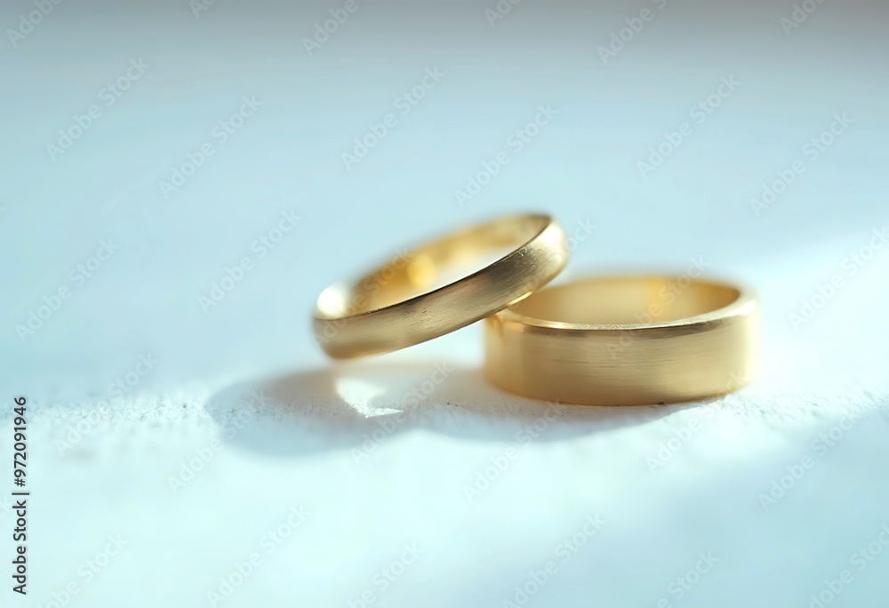 Two gold wedding rings on a white background Two gold wedding rings on a white background