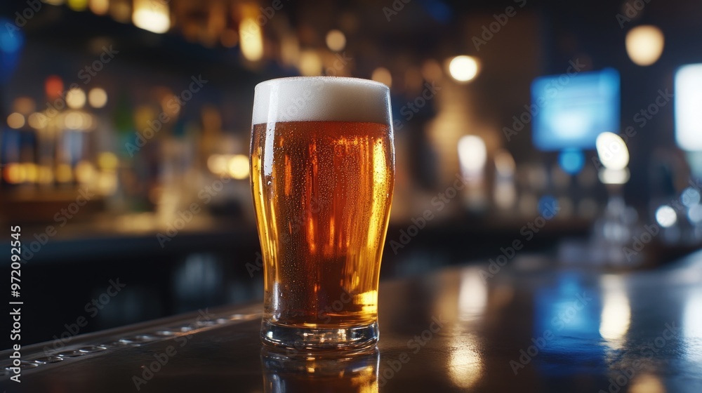 Glass of Beer on Bar Glass of Beer on Bar