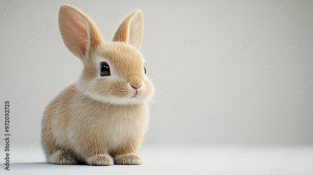 Front view of brown cute rabbit sitting on white background. Front view of brown cute rabbit sitting on white background.