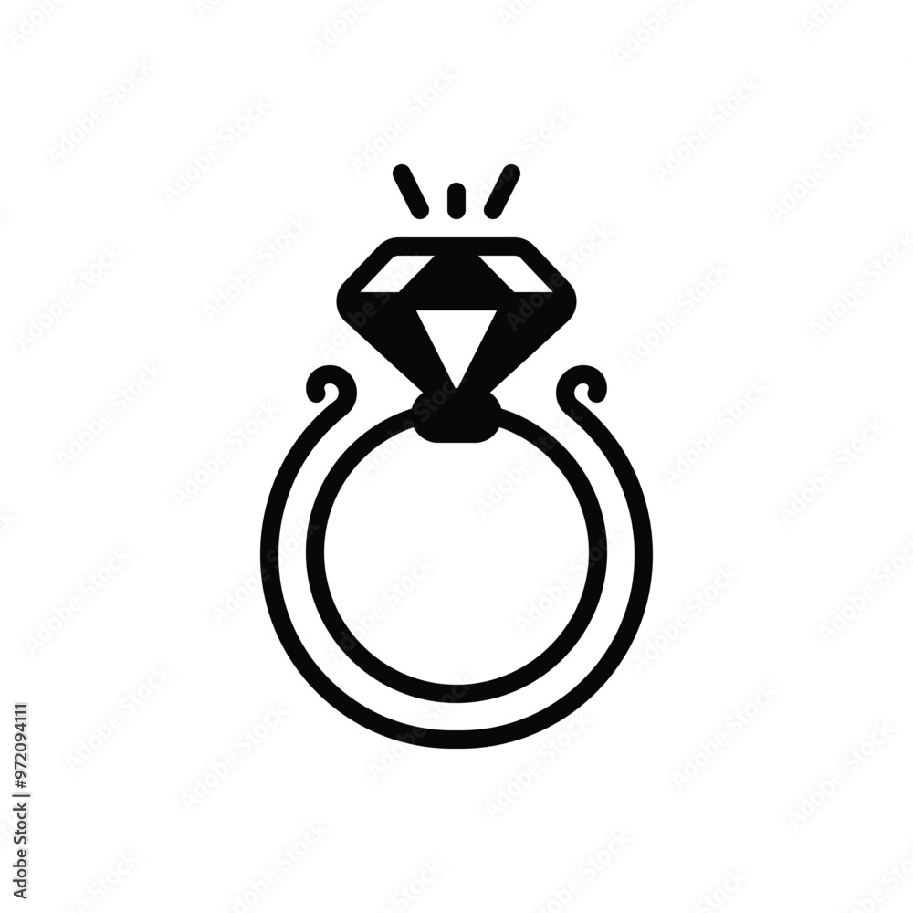 Black solid icon for diamond ring Black solid icon for diamond ring