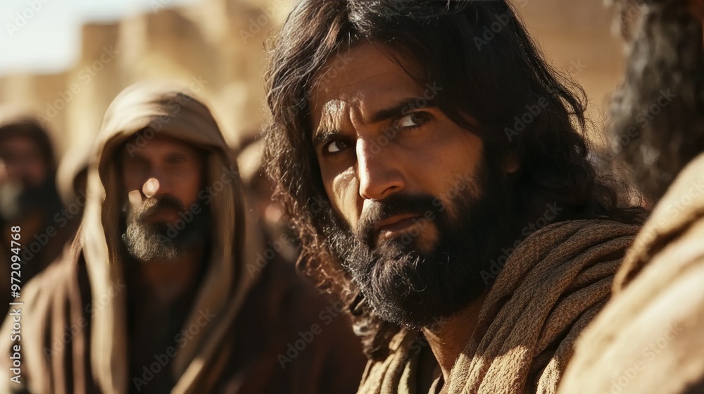 Fototapeta premium Jesus challenges religious authorities during his biblical trial and the quest for truth