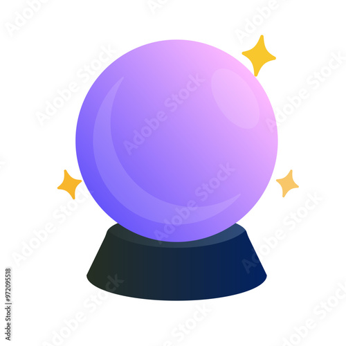 Mystical Purple Crystal Ball with Stars