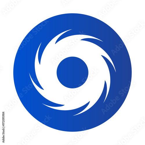 Intense Circular Blue Typhoon Icon. Vector.