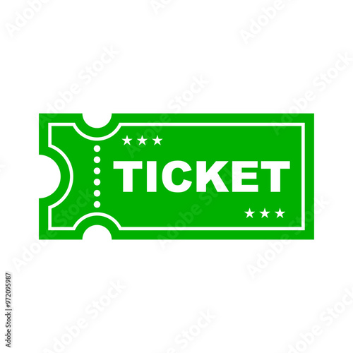 Green Admission Ticket Icon. Vector.