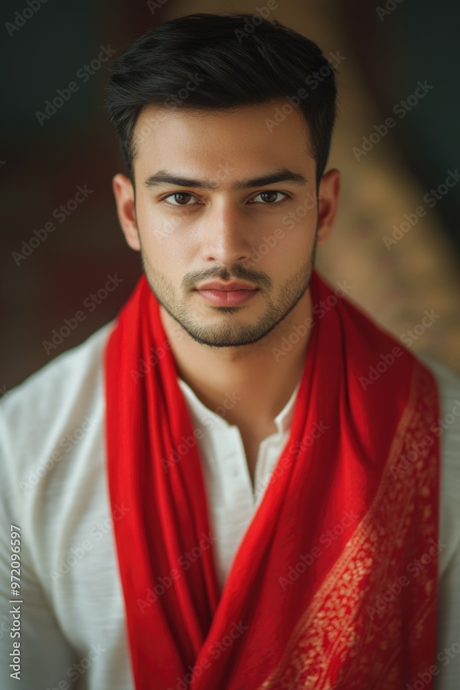 Fototapeta premium Man with Red Scarf