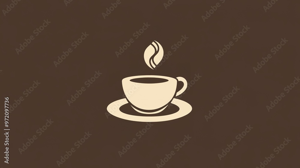 Fototapeta premium Logo design for a coffee shop, featuring a stylish and inviting graphic that captures the essence of a cozy café atmosphere. The logo highlights elements such as coffee cups, beans, and a warm color 